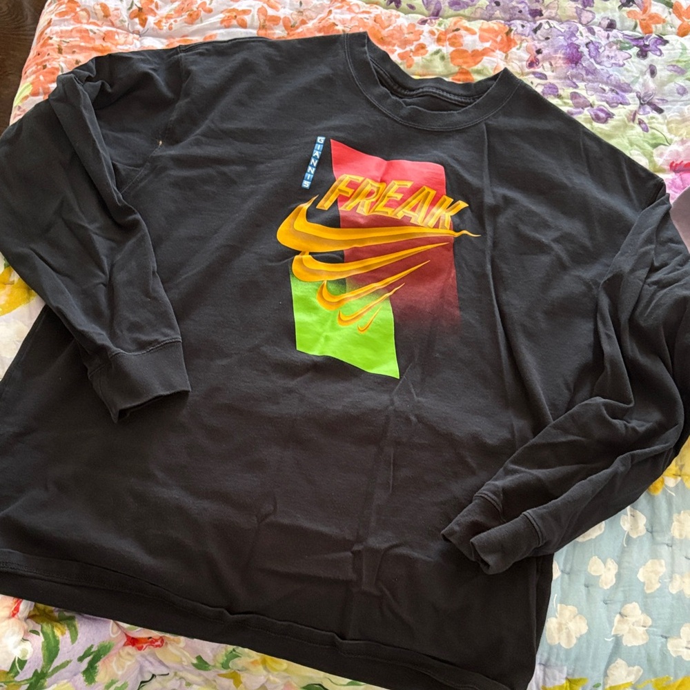 Nike Black Long Sleeve Sweatshirt with Yellow, Red and Green Graphic